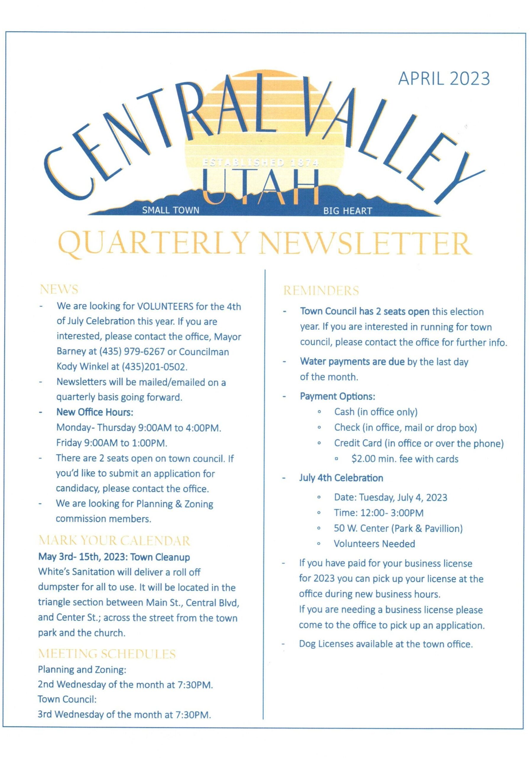 Quarterly Newsletter April 2023